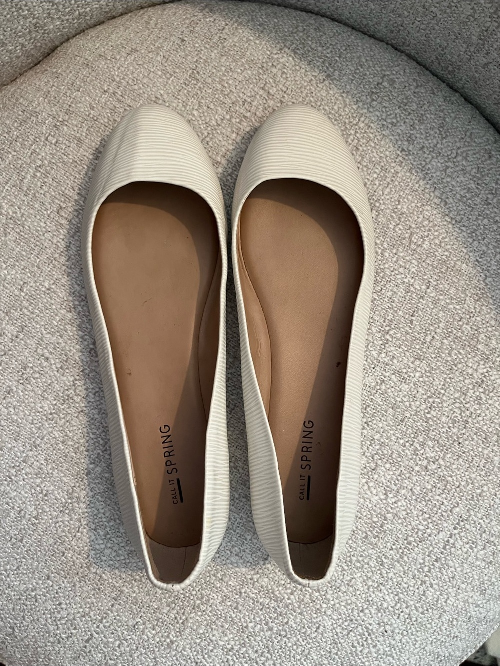 Call It Spring Cream Ribbed Ballet Flats - Picture 2 of 3
